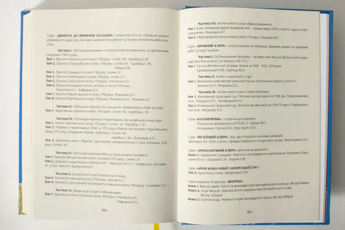 Список книжкових серій і видань у книзі Південні околиці Вінниці у XIV–XVII століттях