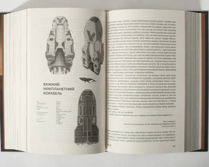 Схема міжпланетного корабля у книзі Нові Темні Віки. Колонія
