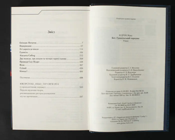 Зміст та вихідні дані книги Бот. Гуаякільський парадокс