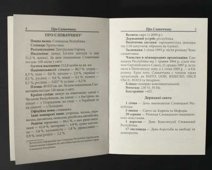 Розділ Про Словаччину в Українсько-словацькому розмовнику