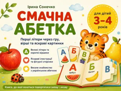 Смачна абетка Ірини Сонечко — тематичний банер для дітей 3–4 років