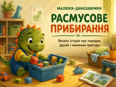 Малюки-динозаврики Расмусове прибирання — тематичний банер дитячої книги
