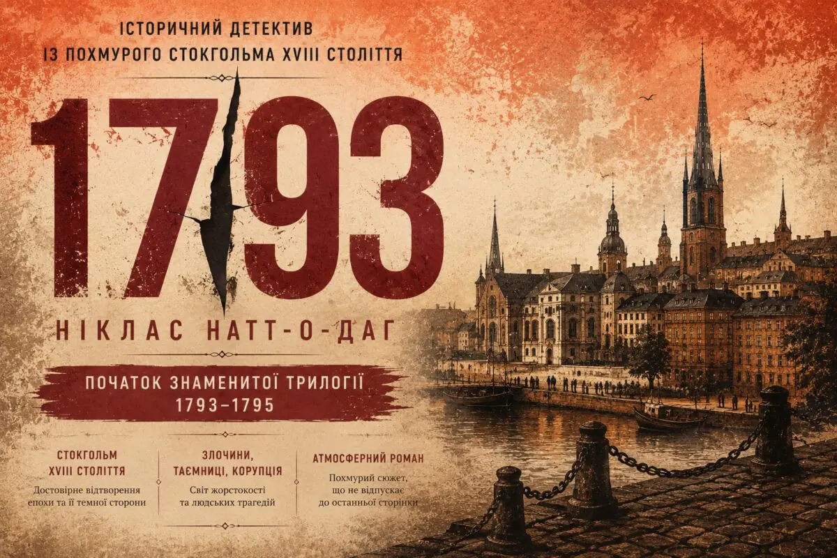 Рекламний банер історичного детективу 1793 Нікласа Натт-о-Даґа з атмосферою Стокгольма XVIII століття