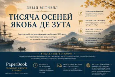 Банер книги Тисяча осеней Якоба де Зута Девіда Мітчелла для української книгарні PaperBook