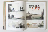 Сторінки графічного роману 1793 з ілюстраціями розслідування та знахідки біля водойми