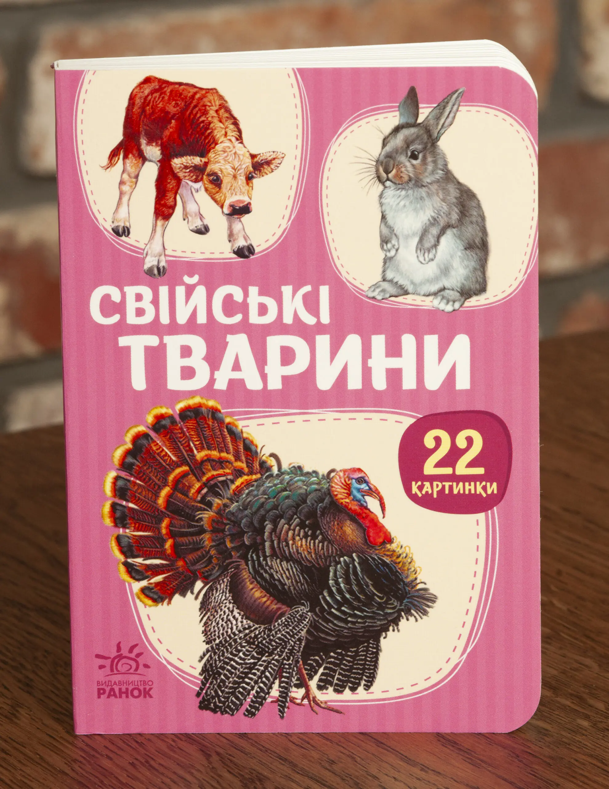 Свійські тварини — книжка-картонка серії 22 картинки Свійські тварини — обкладинка книжки-картонки для малюків