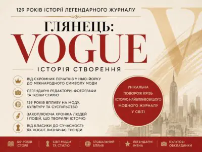 Банер книги Глянець Історія створення Vogue з основними темами видання