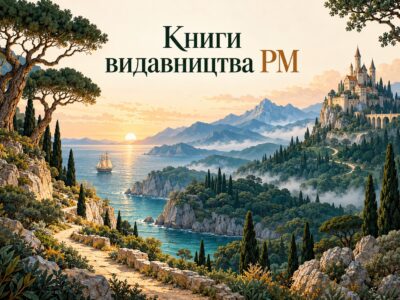 Банер Книги видавництва РМ з морем, вітрильником, горами та замком